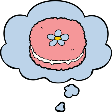 Bir insan tarafından çizilmiş düşünce balonlu bisküvi.