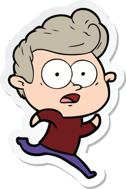 Bir insan tarafından çizilmiş, dik dik bakan bir çizgi film çıkartması.