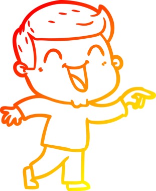 Bir insan tarafından çizilmiş gülen çizgi film karakterinin sıcak çizgi çizimi