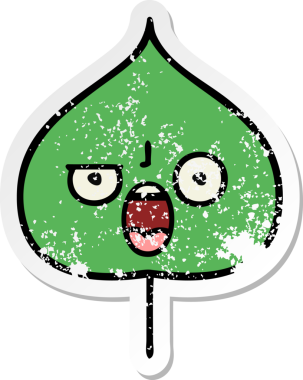 Sevimli bir çizgi film karakterinin sıkıntılı çıkartması. Bir insan tarafından çizilmiş ifade yaprağı.