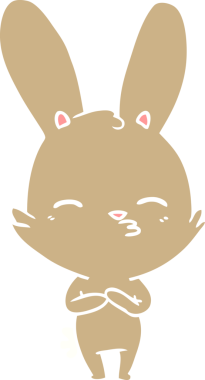 Bir insan tarafından çizilmiş tuhaf düz renkli tavşan.