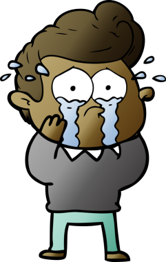 Bir insan tarafından çizilmiş ağlayan bir karikatür.