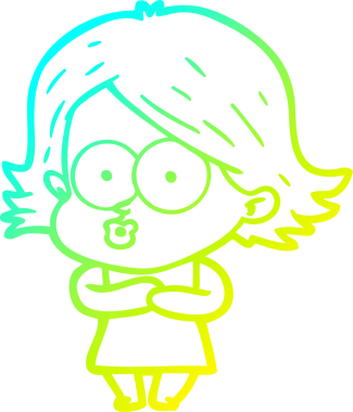 Bir insan tarafından somurtulmuş çizgi film kızı çizimi.