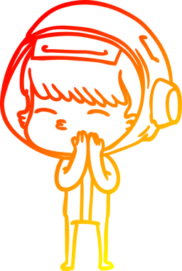 Bir insan tarafından çizilen çizgi film meraklısı astronotun sıcak gradyan çizimi