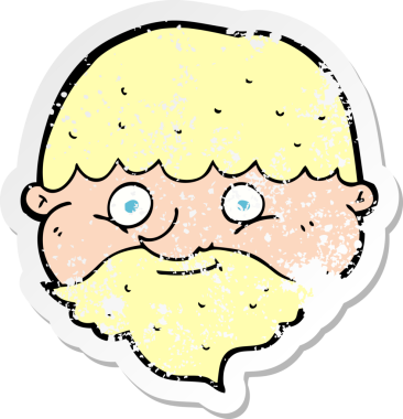 Bir insan tarafından çizilmiş sakallı bir karikatür çıkartması.