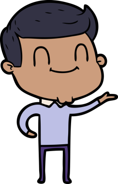 Bir insan tarafından çizilmiş çizgi film dostu bir adam.