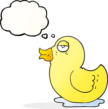 Bir insan tarafından çizilmiş serbest çizim balon karikatür plastik ördek