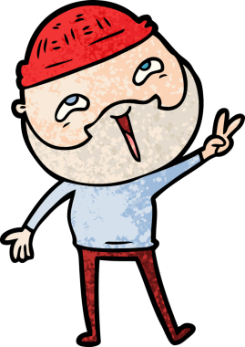 Bir insan tarafından çizilmiş mutlu sakallı bir adam.