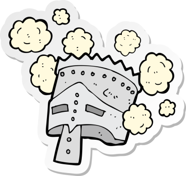 Bir insan tarafından çizilmiş bir miğferin çıkartması.