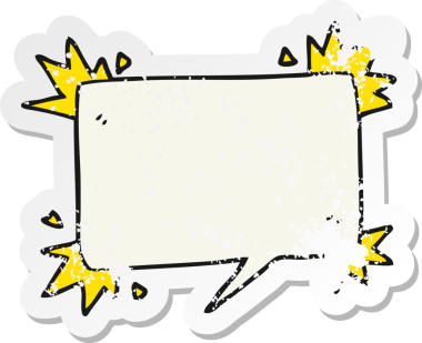 Bir insan tarafından çizilmiş bir karikatür konuşma baloncuğu sembolünün gerilimli yapıştırması