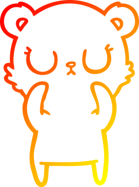 Bir insan tarafından çizilmiş barışçıl bir ayının sıcak çizgi çizgisi.