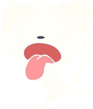 Bir insan tarafından çizilmiş düz renkli çizgi film soluyan köpek.