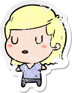 Bir insan tarafından çizilmiş karikatür bir kadının sıkıntılı çıkartması.