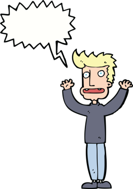 Bir insan tarafından çizilmiş konuşma balonlu bir adam.