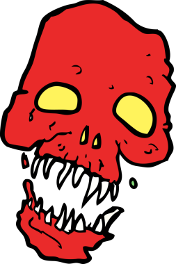 Bir insan tarafından çizilmiş korkunç kafatası.