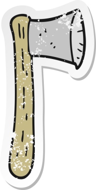 Bir insan tarafından çizilmiş bir baltanın gerilimli çıkartması.