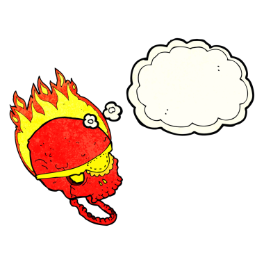 Bir insan tarafından çizilmiş düşünce baloncuklu göz bandıyla çizilmiş tuhaf bir kafatası.