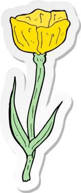 Bir insan tarafından çizilmiş karikatür çiçeğinin çıkartması.