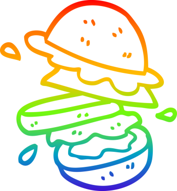 gökkuşağı gradyan çizgi çizimi bir insan tarafından çizilmiş bir hamburger