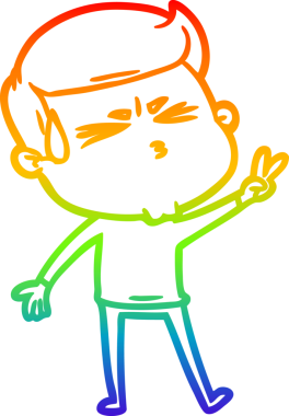 Bir insan tarafından çizilmiş terleyen bir çizgi film karakterinin çizimi.