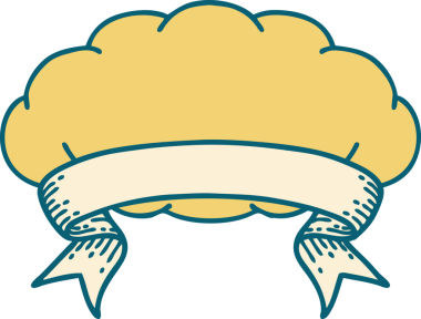 Bir insan tarafından çizilmiş gri bulutlu geleneksel dövme.