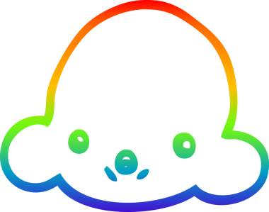 gökkuşağı gradyanı bir insan tarafından çizilmiş bir karikatür bulutunun çizimi