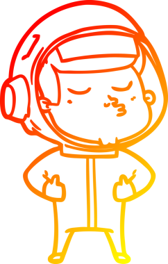 Bir insan tarafından çizilmiş kendinden emin bir astronotun sıcak çizgi çizimi