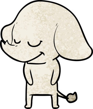 Bir insan tarafından çizilmiş gülümseyen bir fil.