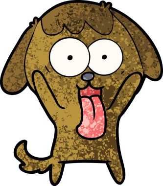 Bir insan tarafından çizilmiş şirin bir çizgi film köpeği.