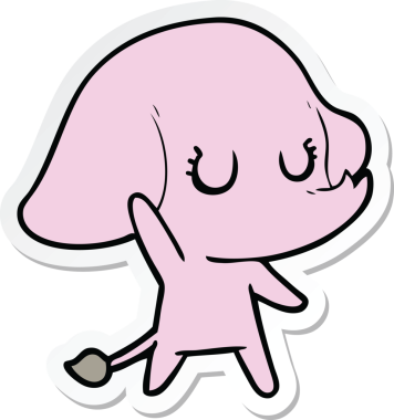 Bir insan tarafından çizilmiş şirin bir fil çıkartması.