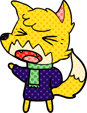 Bir insan tarafından çizilmiş kızgın çizgi film tilkisi.