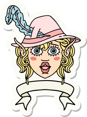 Bir insan tarafından çizilmiş afiş ile bir Elf şair karakter yüzü çıkartması