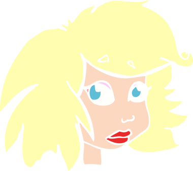 Bir insan tarafından çizilmiş kadın yüzünün düz renk çizimi