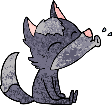 Bir insan tarafından çizilmiş uluyan kurt çizgi filmi.