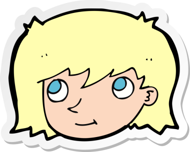 Bir insan tarafından çizilmiş karikatür kadın yüzü çıkartması.