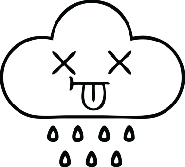 Bir insan tarafından çizilmiş yağmur bulutunun çizgi çizimi