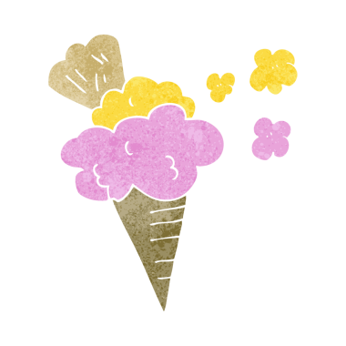 Bir insan tarafından çizilmiş eski bir çizgi film dondurması.