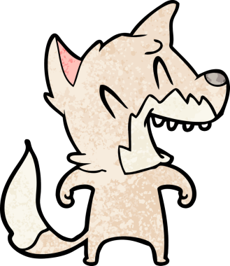 Bir insan tarafından çizilmiş gülen tilki çizgi filmi.