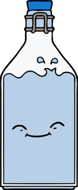 Bir insan tarafından çizilmiş eski bir su şişesi.