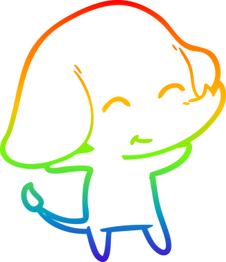 Gökkuşağı gradyan çizgisi bir insan tarafından çizilmiş şirin bir fil çizimi