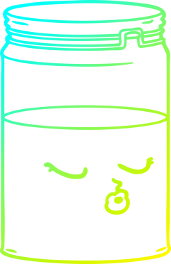 Bir insan tarafından çizilmiş bir çizgi film kavanozunun soğuk gradyan çizimi.