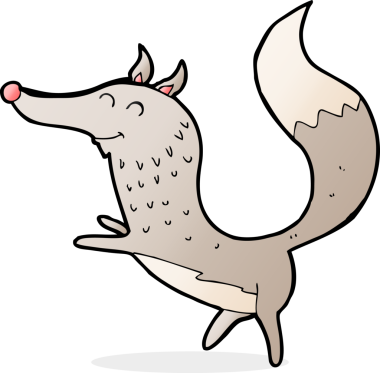 Bir insan tarafından çizilmiş mutlu bir kurt.