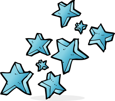 Bir insan tarafından çizilmiş çizgi film yıldızları.