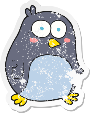 Bir insan tarafından çizilmiş penguen çizgi filminin gerilimli yapıştırması.