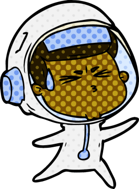 Çizgi film bir insan tarafından çizilmiş astronot.