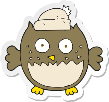 Bir insan tarafından çizilmiş bir baykuşun çıkartması.