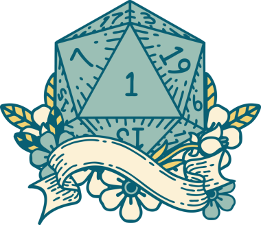 Retro Dövme Biçimi Doğal Bir d20 zar bir insan tarafından çizildi