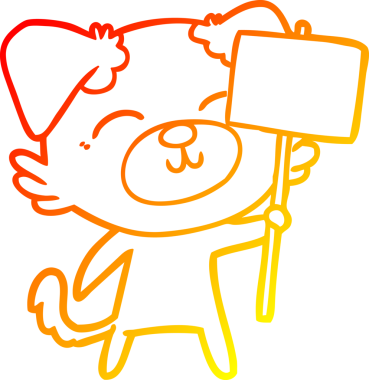 Bir insan tarafından çizilmiş protesto işareti olan çizgi film köpeğinin sıcak çizgi çizimi