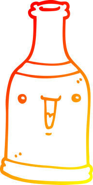 Bir insan tarafından çizilmiş çizgi film bira şişesinin sıcak gradyanı.