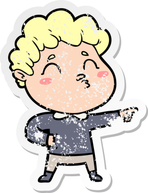 Bir insan tarafından çizilmiş karikatür adamın sıkıntılı çıkartması.